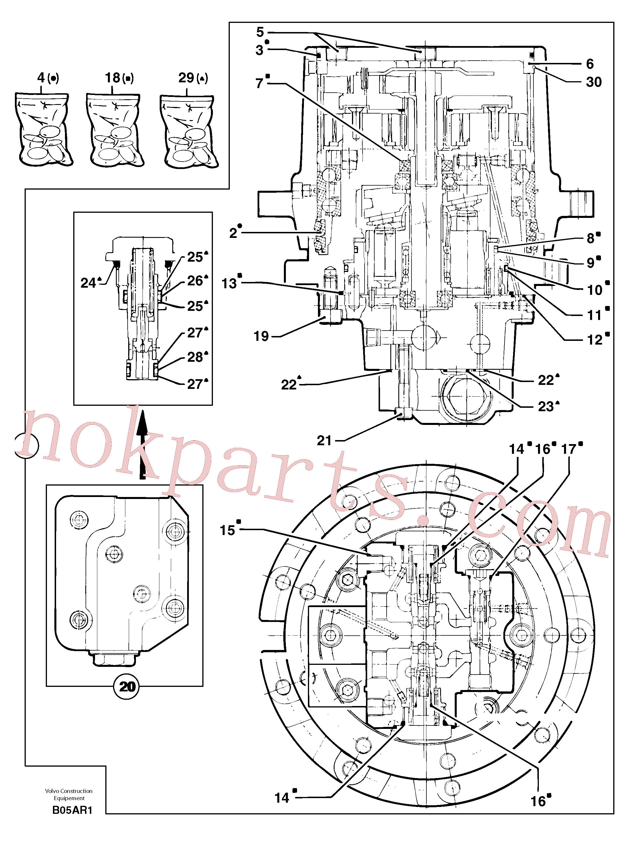 PJ7412194 for Volvo Travelling gear motor assy(B05AR1 assembly)
