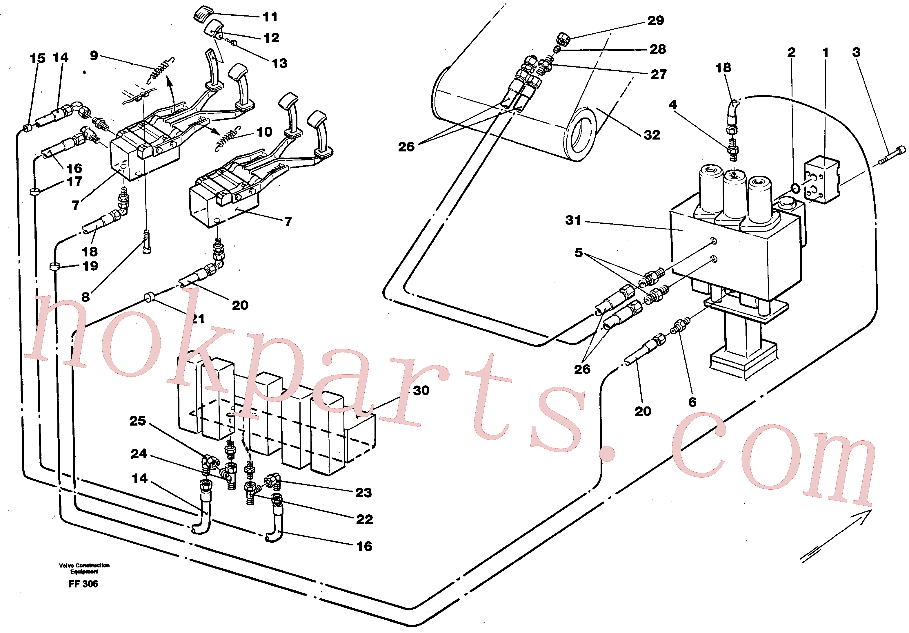 VOE14213152 for Volvo Slope bucket/rotating grab hydraulics in base machine(FF306 assembly)