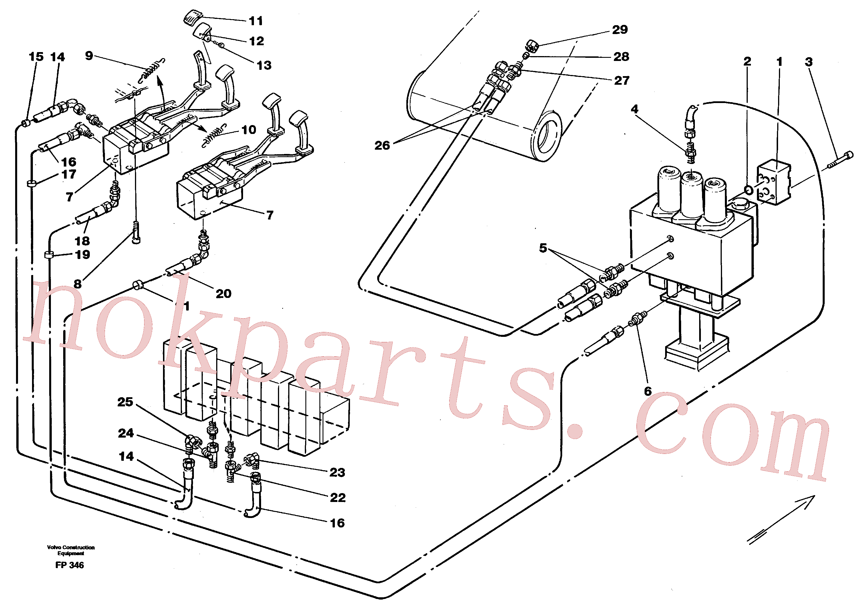 VOE14052740 for Volvo Slope bucket/rotating grab hydraulics in base machine(FP346 assembly)